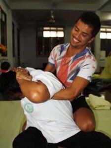 My massage training at Wat Pho Thai Traditional Medical School in Bangkok in 2013